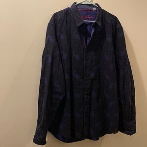 Robert Graham mens 3XL classic fit button down -black with purple paisley